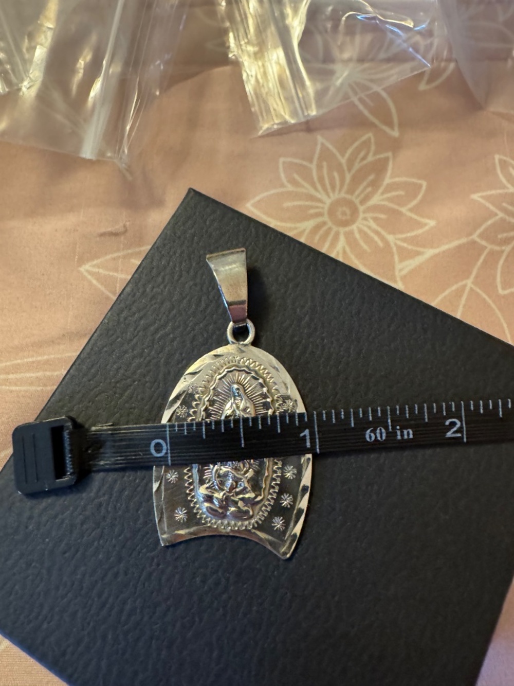 Our Lady of Guadalupe Horseshoe Pendant Sterling Silver Large - Picture 2 of 6